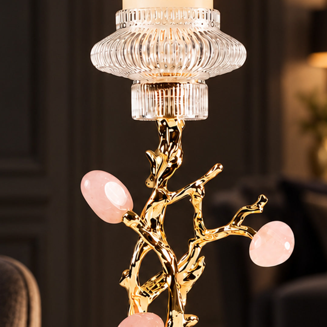 Zinc Alloy Tree Shape Crystal Candle Holder 