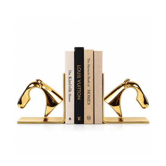Gold Horse Head Brass Bookends 