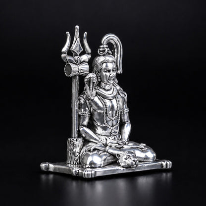 Meditating Lord Shiva Silver Plated 
