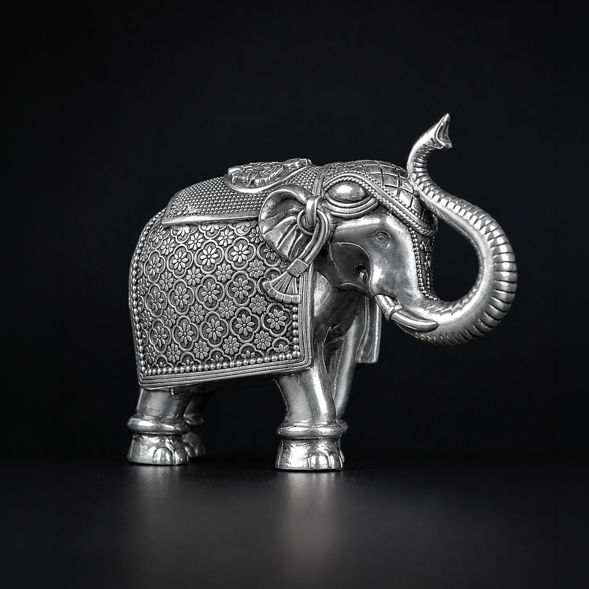 Antique Royal Elephant Pair Silver Plated 