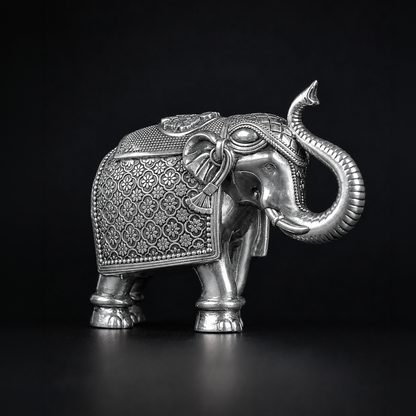 Antique Royal Elephant Pair Silver Plated 