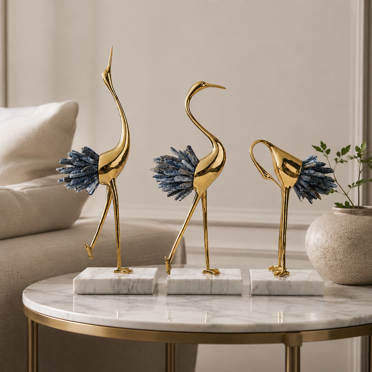 Luxury Crystal Crane Sculpture 