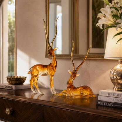 African Gazelle with Golden Antlers Sculpture 