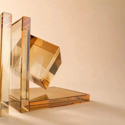 Optic Cube Crystal Bookends 