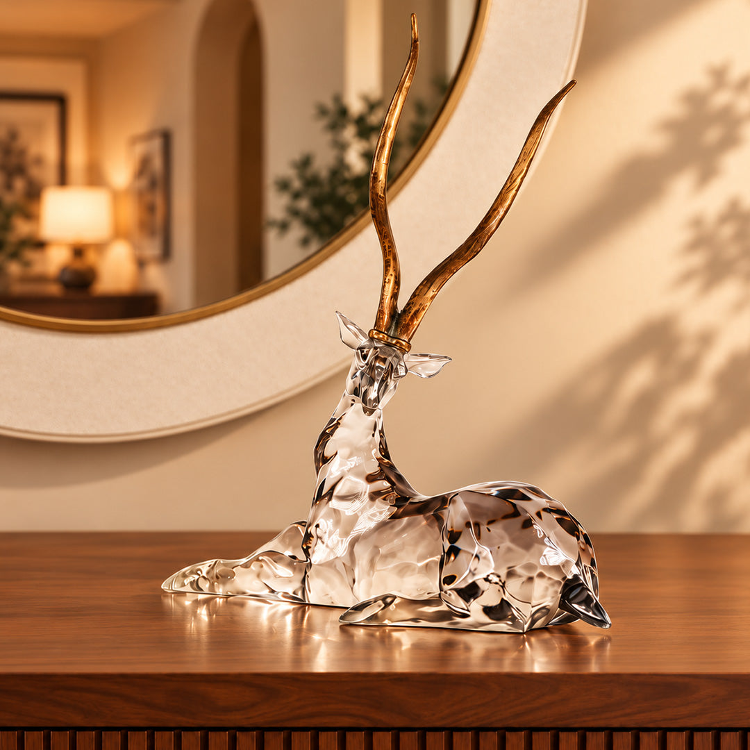 Standing African Gazelle with Golden Antlers 