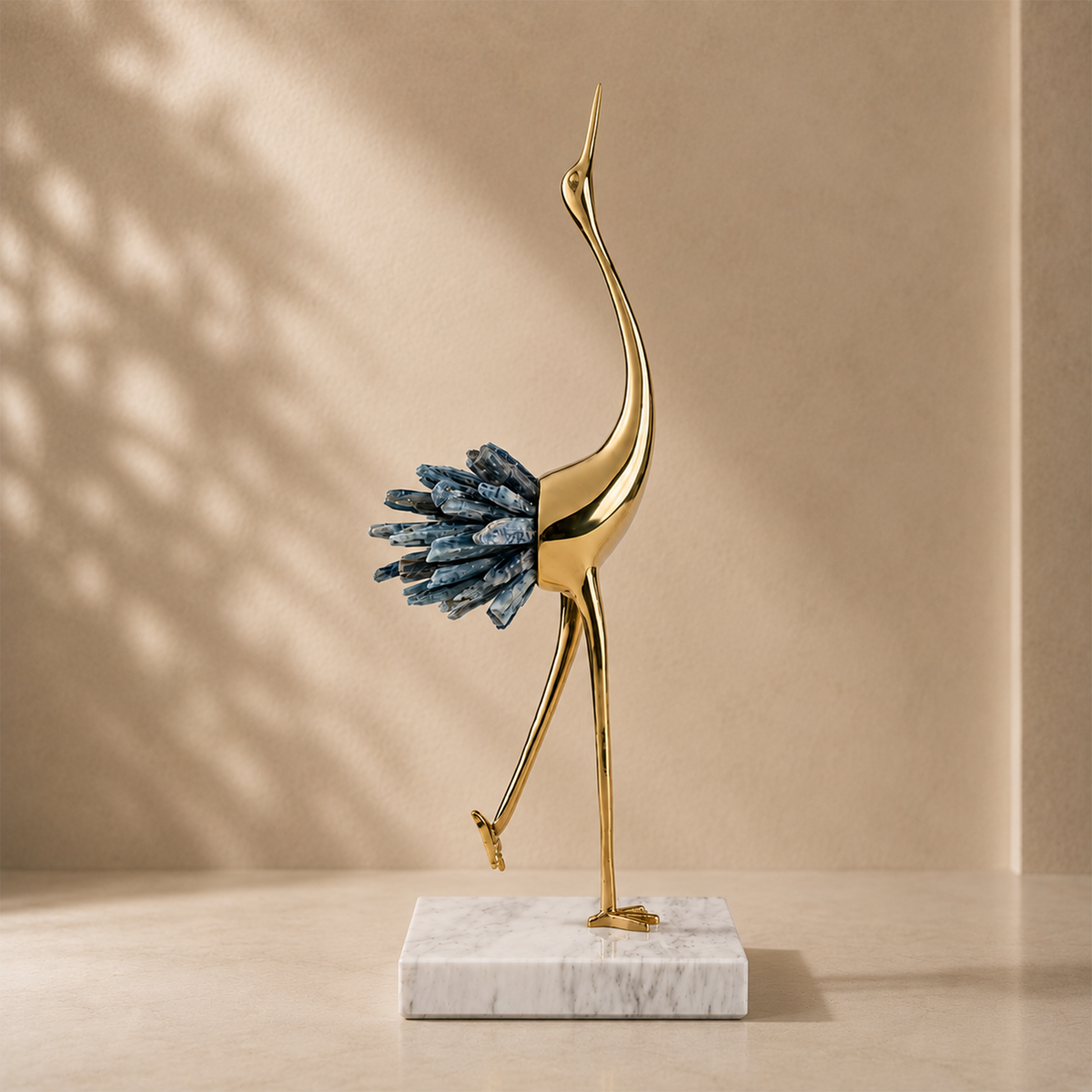 Luxury Crystal Crane Sculpture 