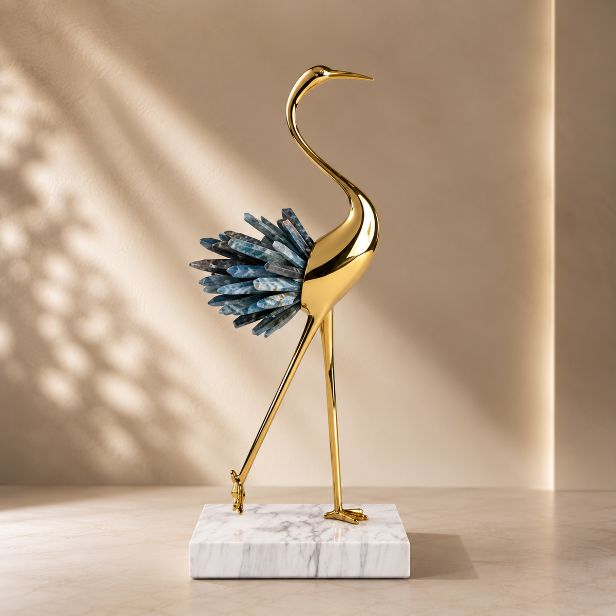 Luxury Crystal Crane Sculpture 