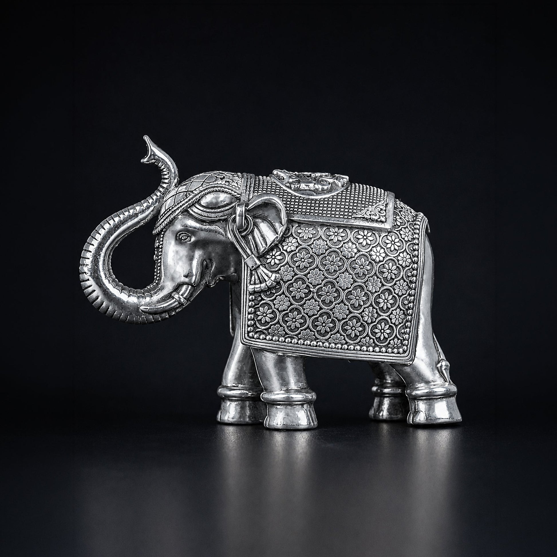 Antique Royal Elephant Pair Silver Plated 