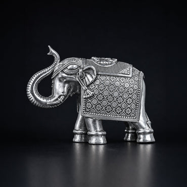 Antique Royal Elephant Pair Silver Plated 