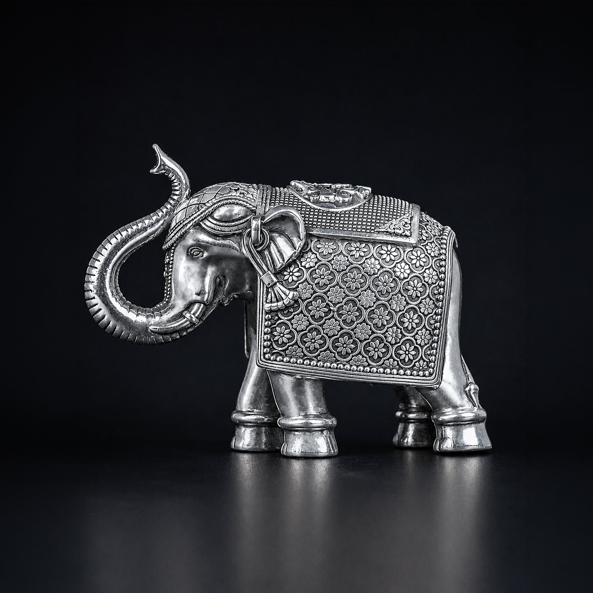 Antique Royal Elephant Pair Silver Plated 