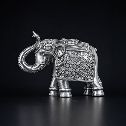 Antique Royal Elephant Pair Silver Plated 