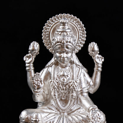 Dhansiddhi Laxmi Ganesh Divine Silver Idol (Hollow) with Acrylic Box 