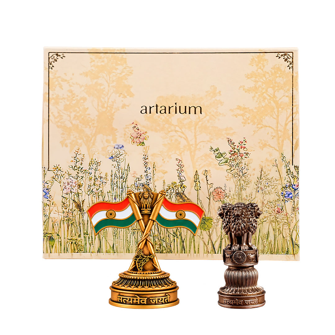 National Flag & Ashok Stambh Combo with Gift Box 