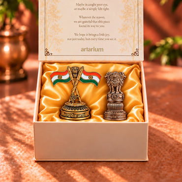 National Flag & Ashok Stambh Combo with Gift Box 
