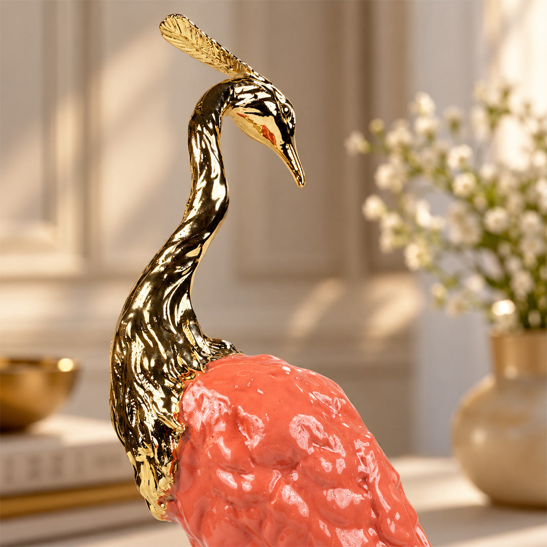 Crystal Blush Heron Sculpture 