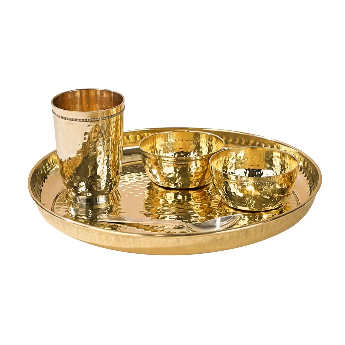 Brass Hammered thali set