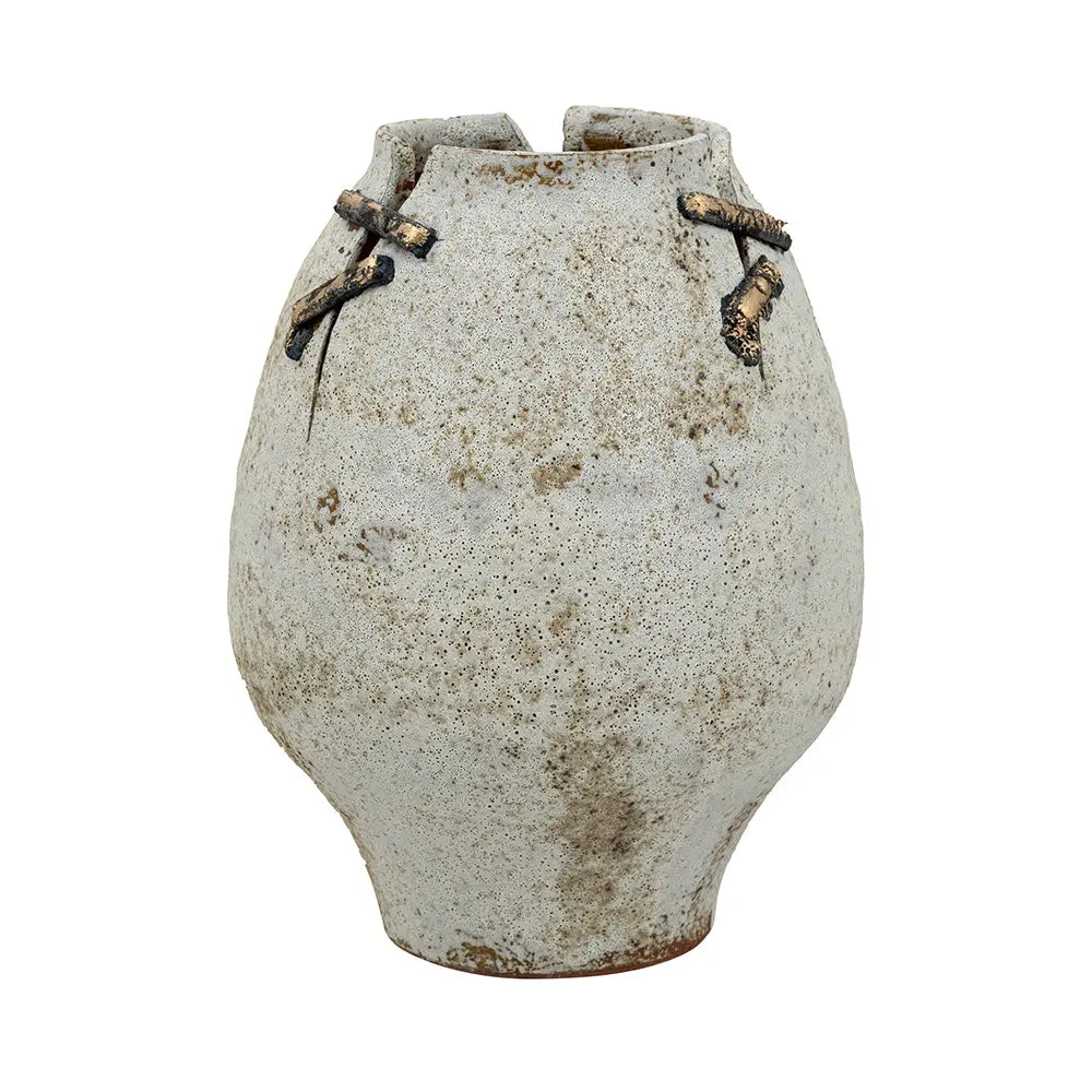 Rock-Stitch Ceramic Urn Vase