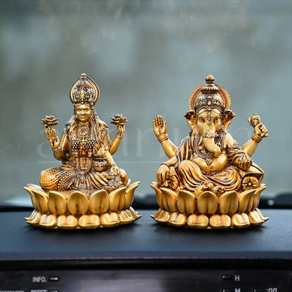 Dhanalaxmi Murti (Lotus) & Ganpati Bappa Set