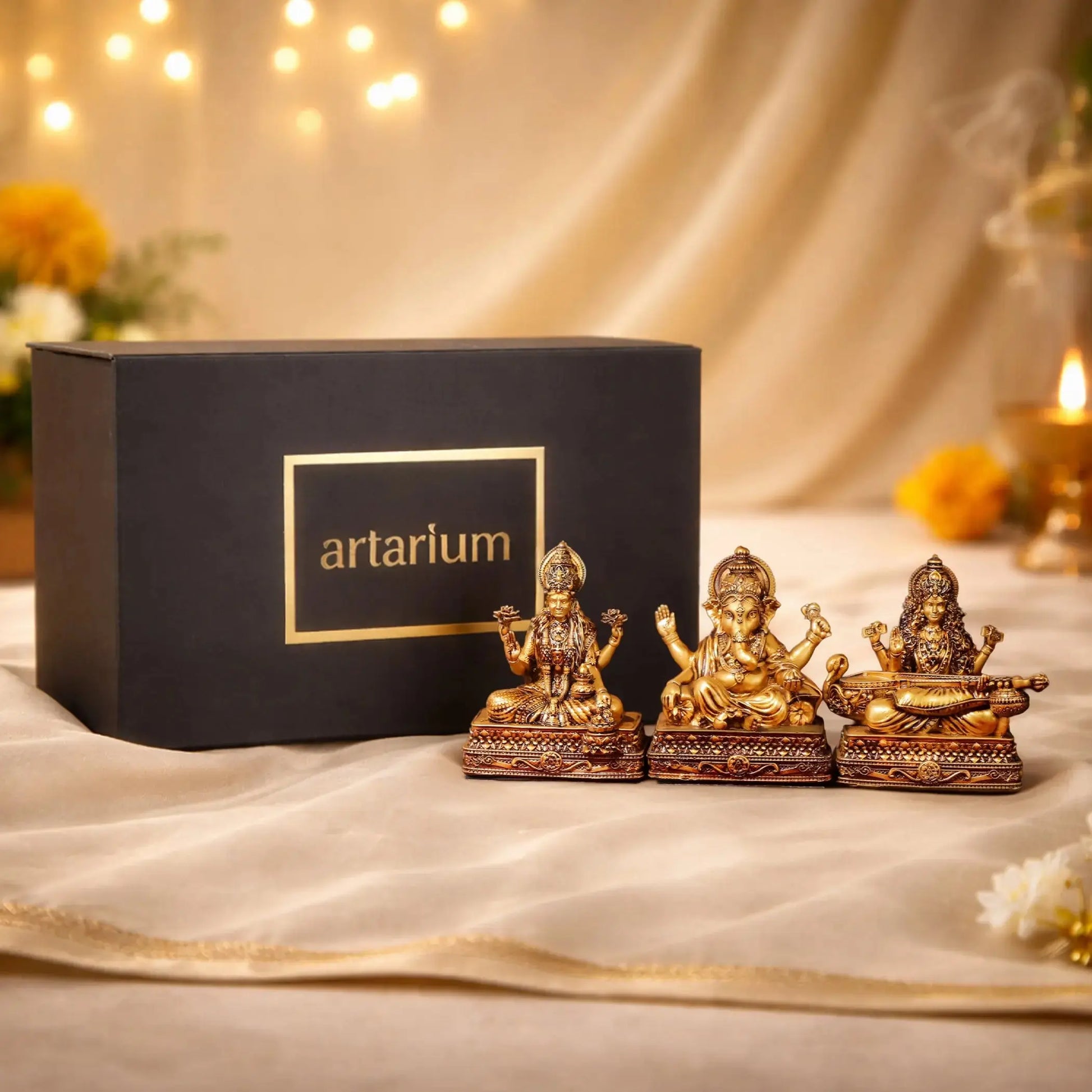 Shree Lakshmi Saraswati Ganesha Murti with Gift Box theartarium