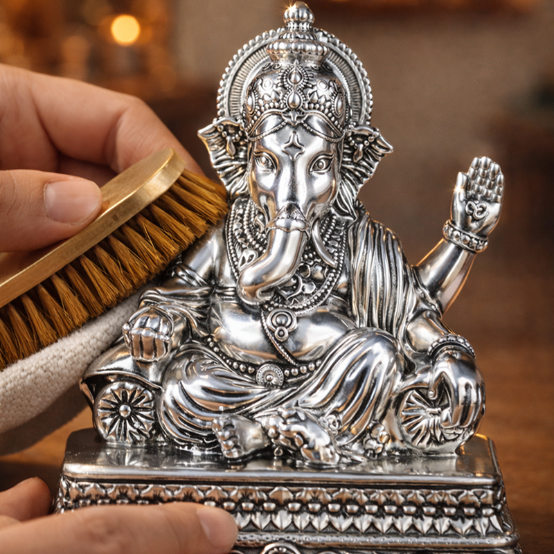 Brass Vinayaka Statue Silver Plated