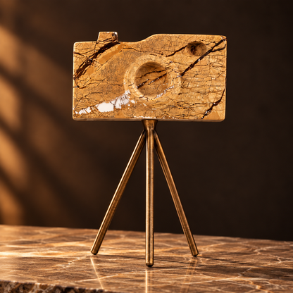 Marble Retro Style Camera Showpiece 