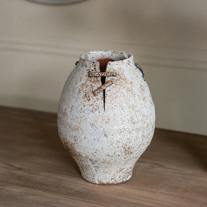 Rock-Stitch Ceramic Urn Vase