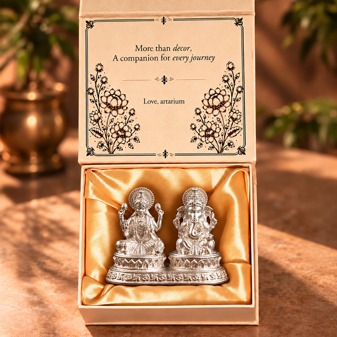 Dhansiddhi Samriddhi Pure Silver Idol Set (Hollow) with Premium Packaging 