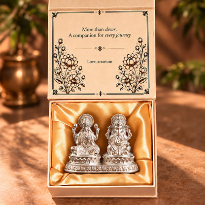 Dhansiddhi Samriddhi Pure Silver Idol Set (Hollow) with Premium Packaging 