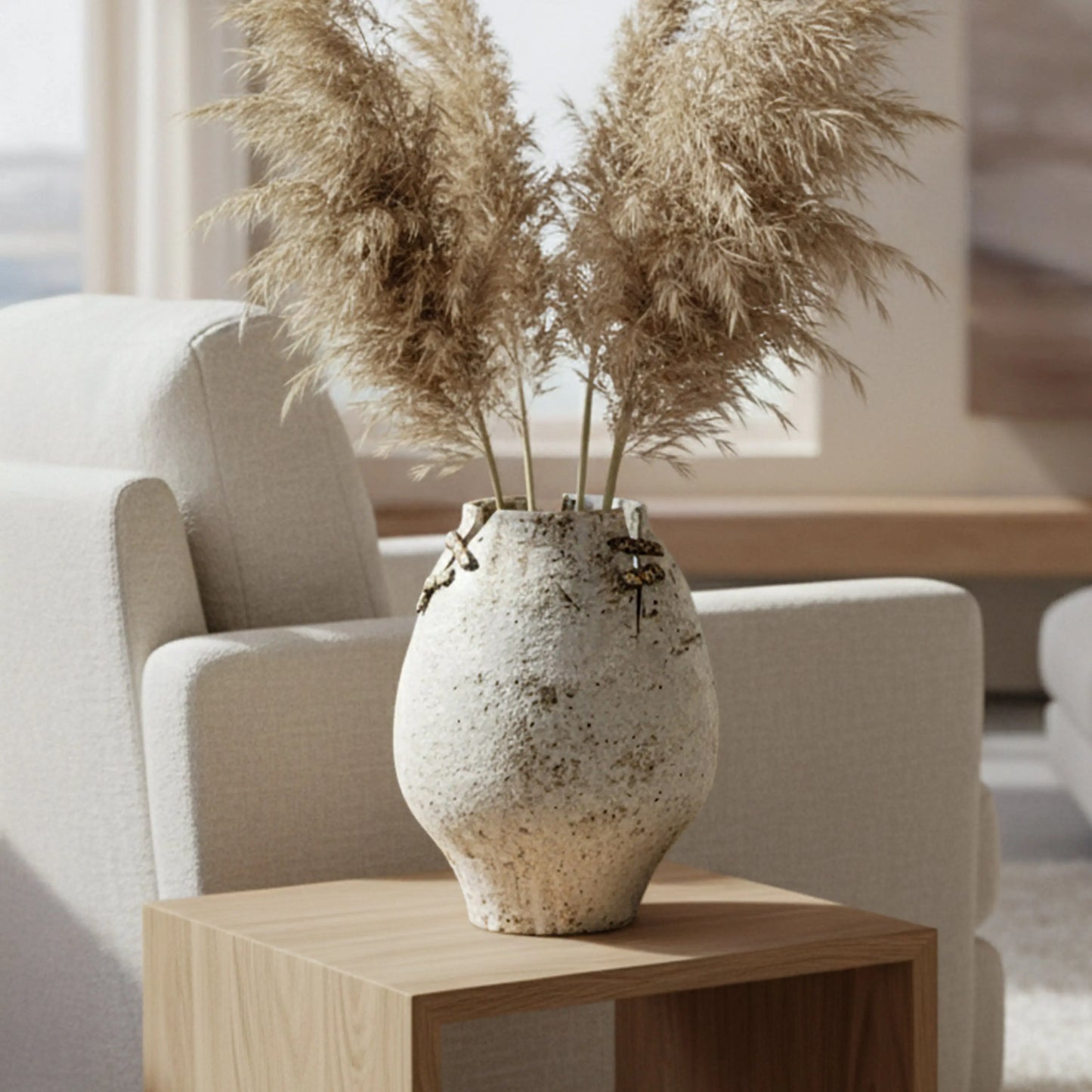 Rock-Stitch Ceramic Urn Vase