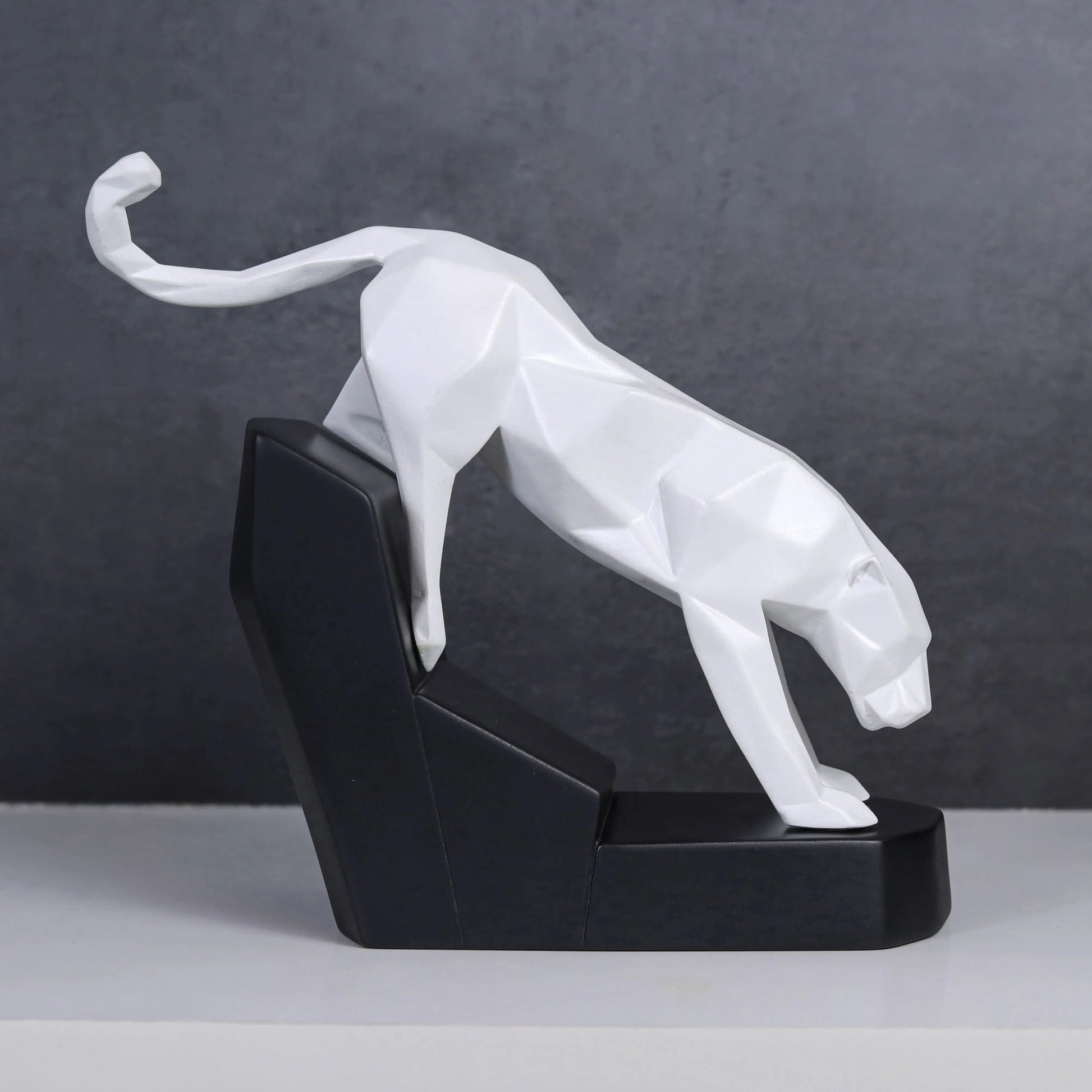 Modern Geometric Leaping Jaguar Figurine theartarium