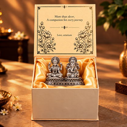 Dhan Siddhi Laxmi Ganesh Silver-Plated Idol with Premium Packaging 