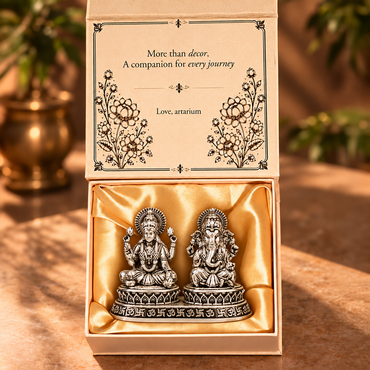 Dhan Siddhi Laxmi Ganesh Silver-Plated Idol with Premium Packaging 