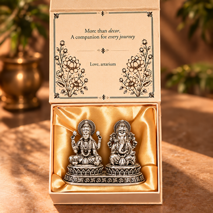 Dhan Siddhi Laxmi Ganesh Silver-Plated Idol with Premium Packaging 