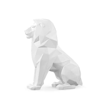 Stylized Geometric Sitting Lion Figurine