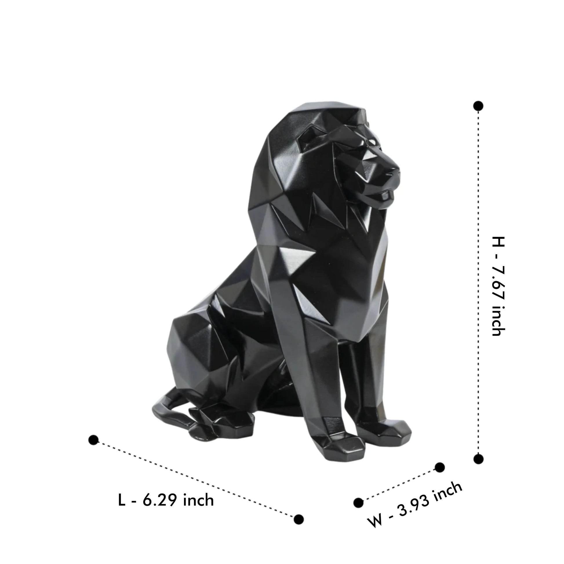 Stylized Geometric Sitting Lion Figurine theartarium