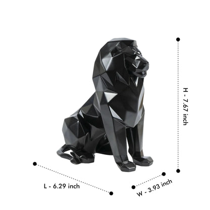 Stylized Geometric Sitting Lion Figurine theartarium