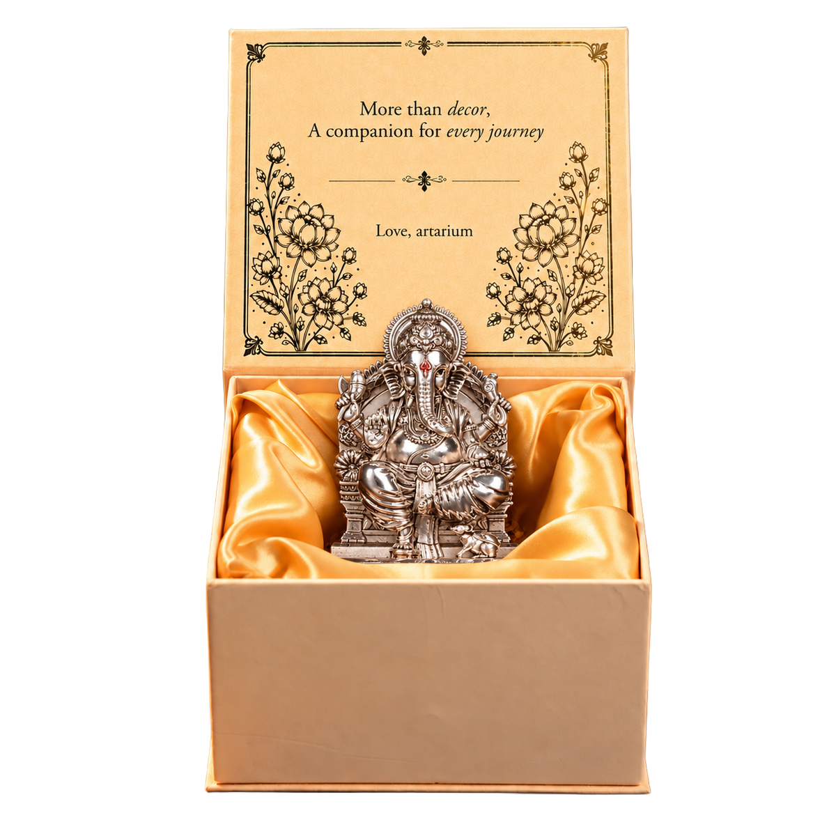 Lalitasana Ganesha Silver-Plated Idol with premium packaging 