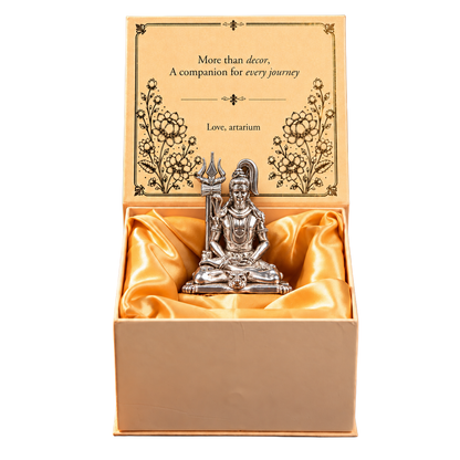 Meditating Lord Shiva silver-plated idol with premium packaging 