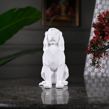 Stylized Geometric Sitting Lion Figurine theartarium