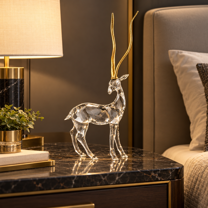 Standing African Gazelle with Golden Antlers 