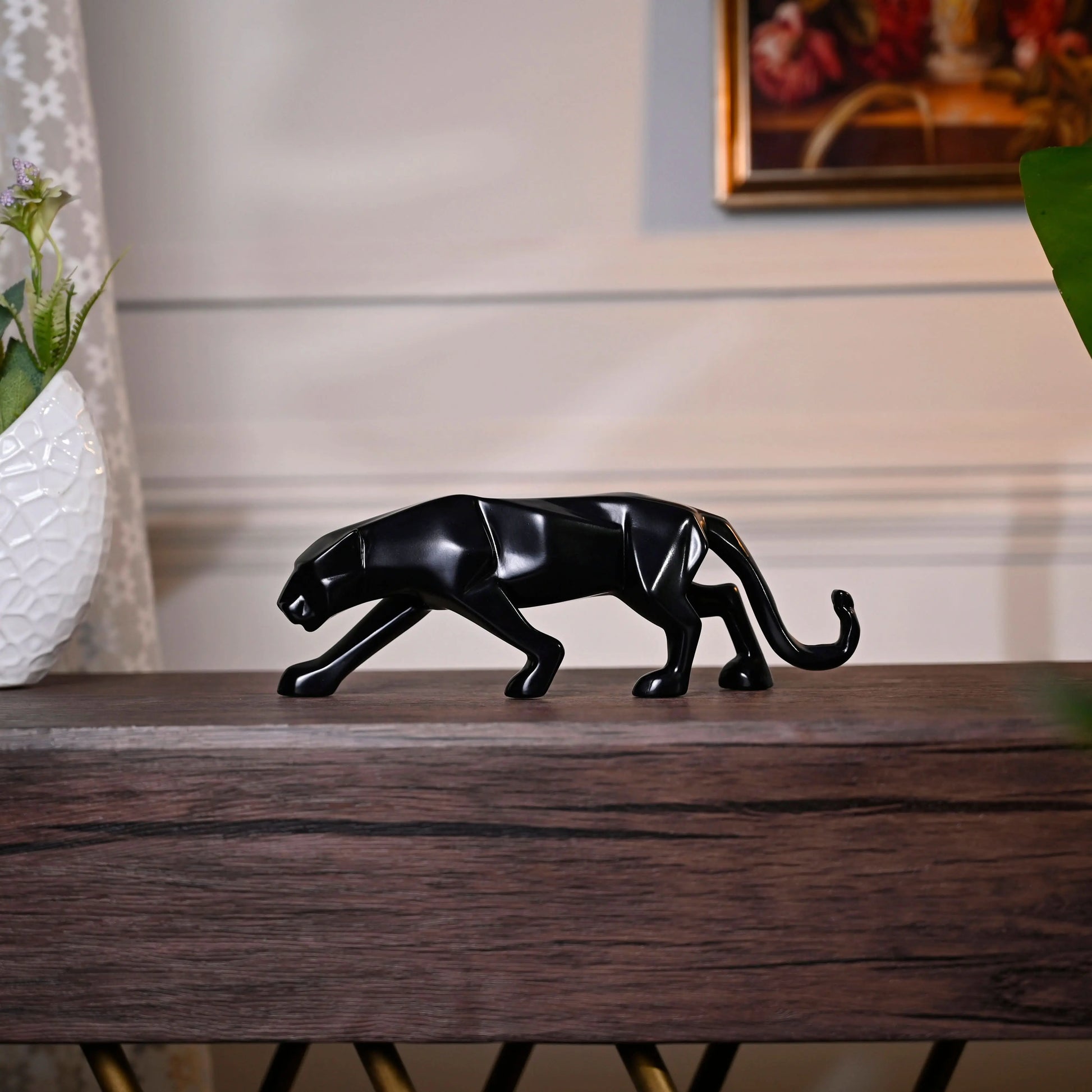Modern Art Geometric Jaguar Figurine theartarium