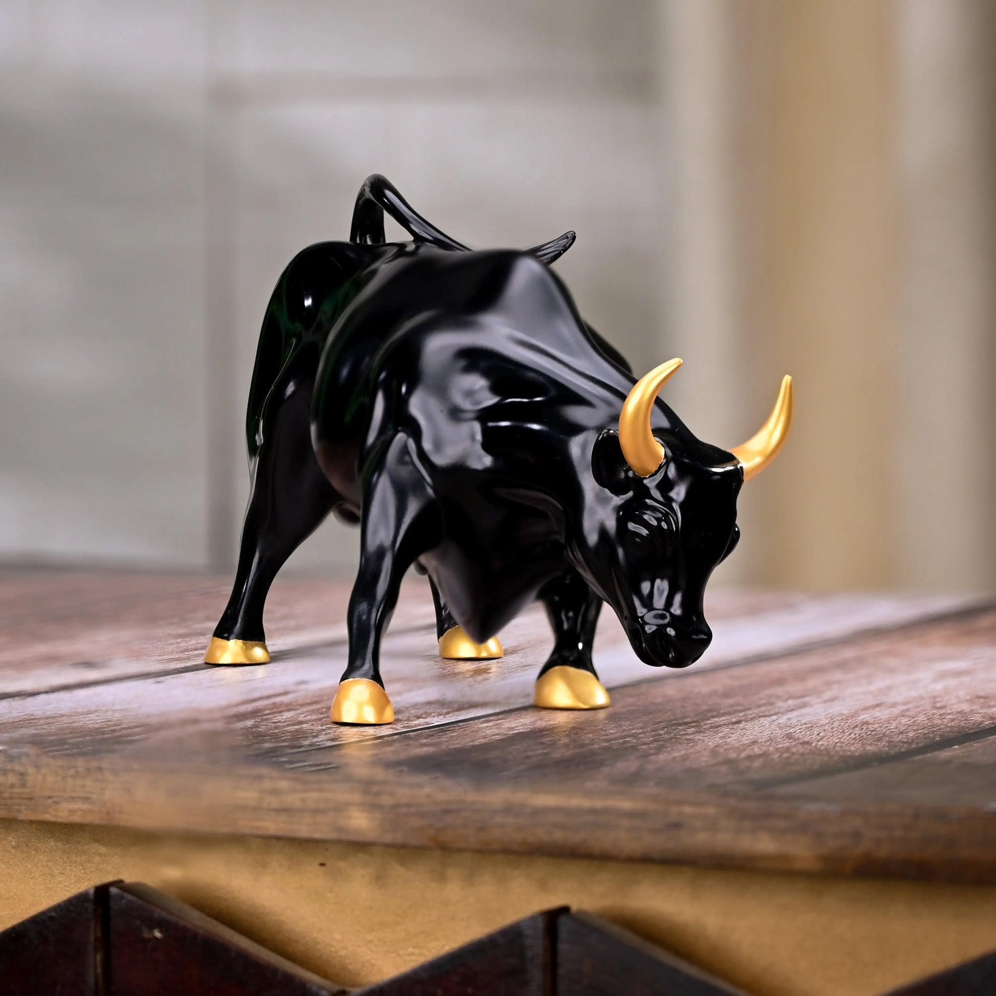 Abstract Art Charging Bull Figurine Small theartarium