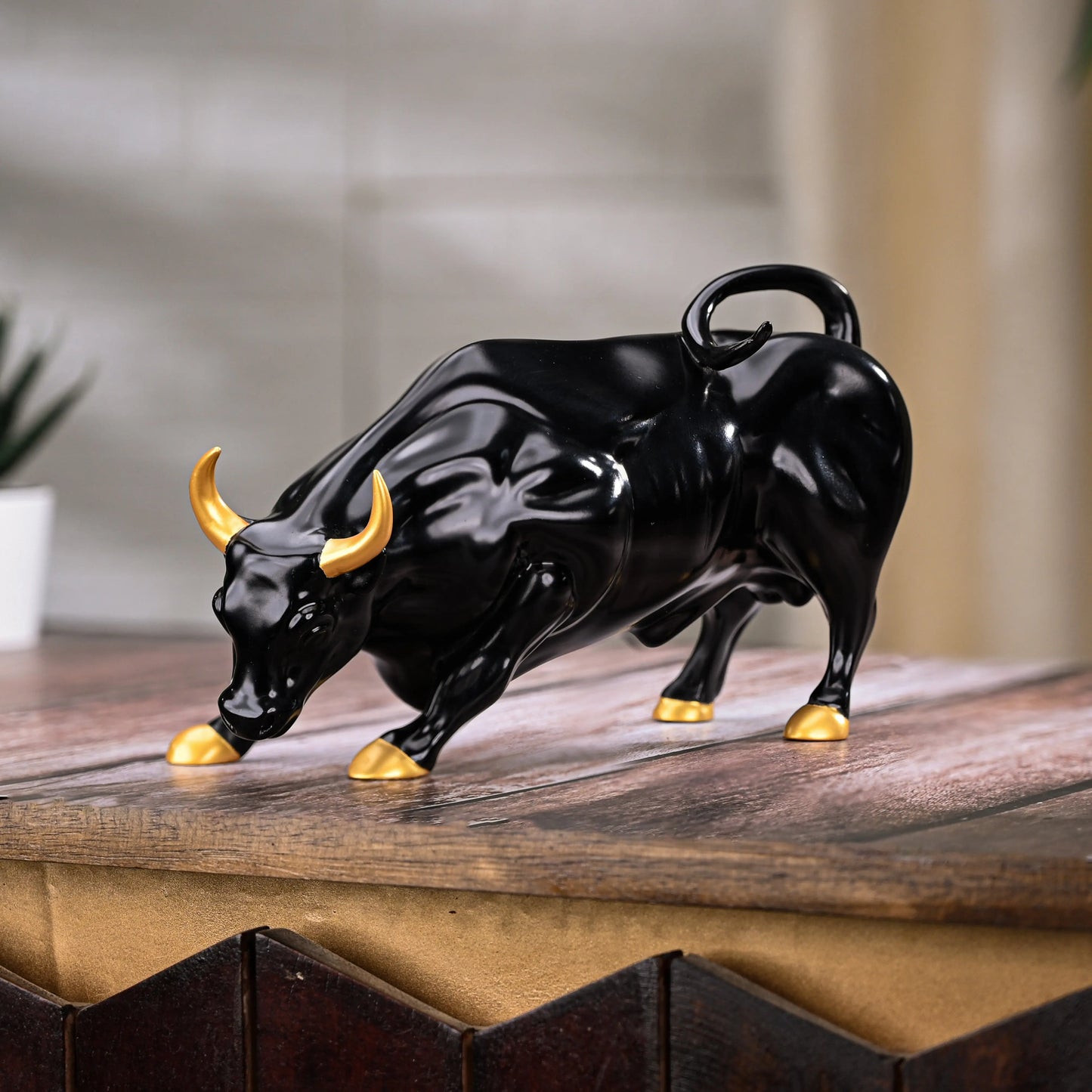 Abstract Art Charging Bull Figurine Small theartarium
