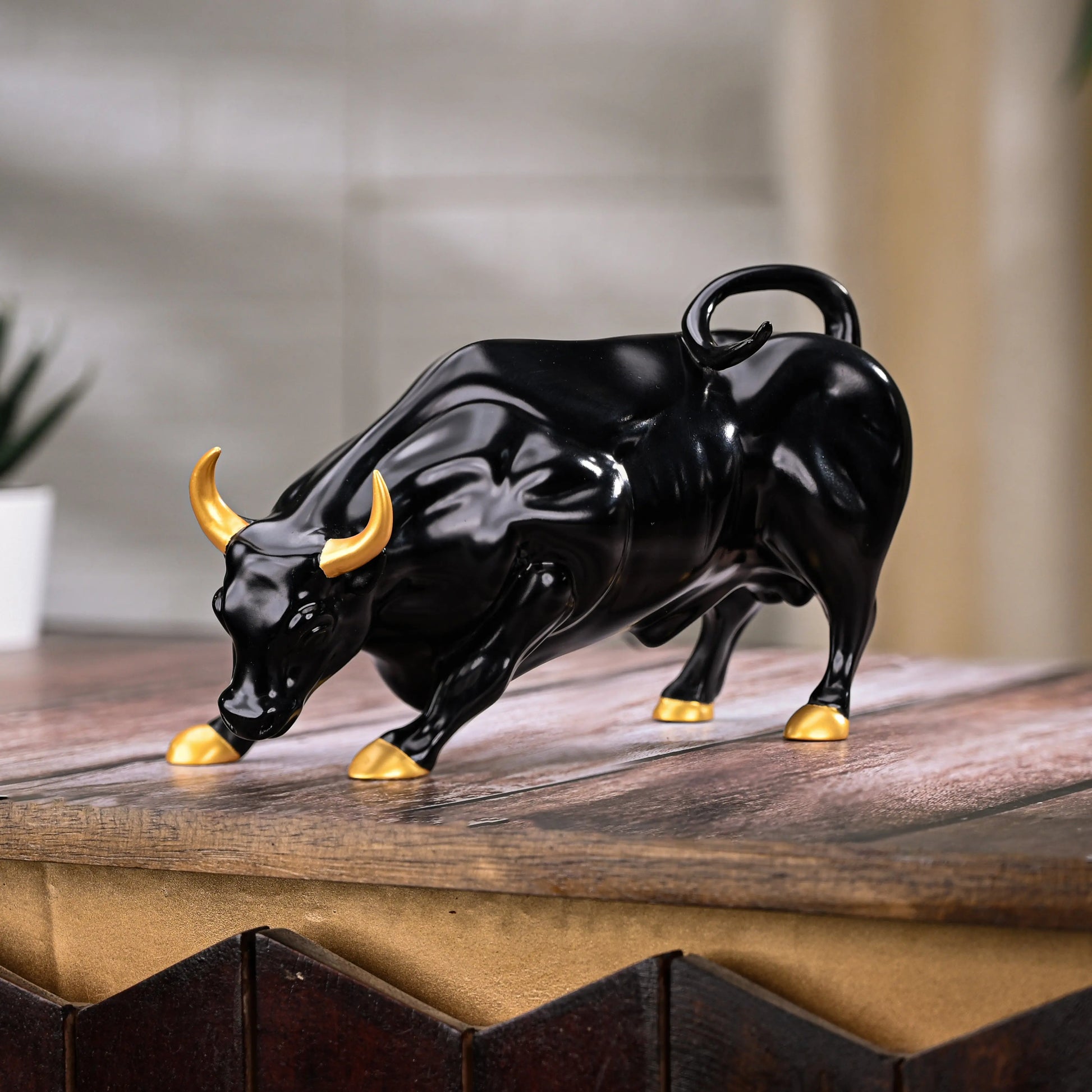 Abstract Art Charging Bull Figurine Small theartarium
