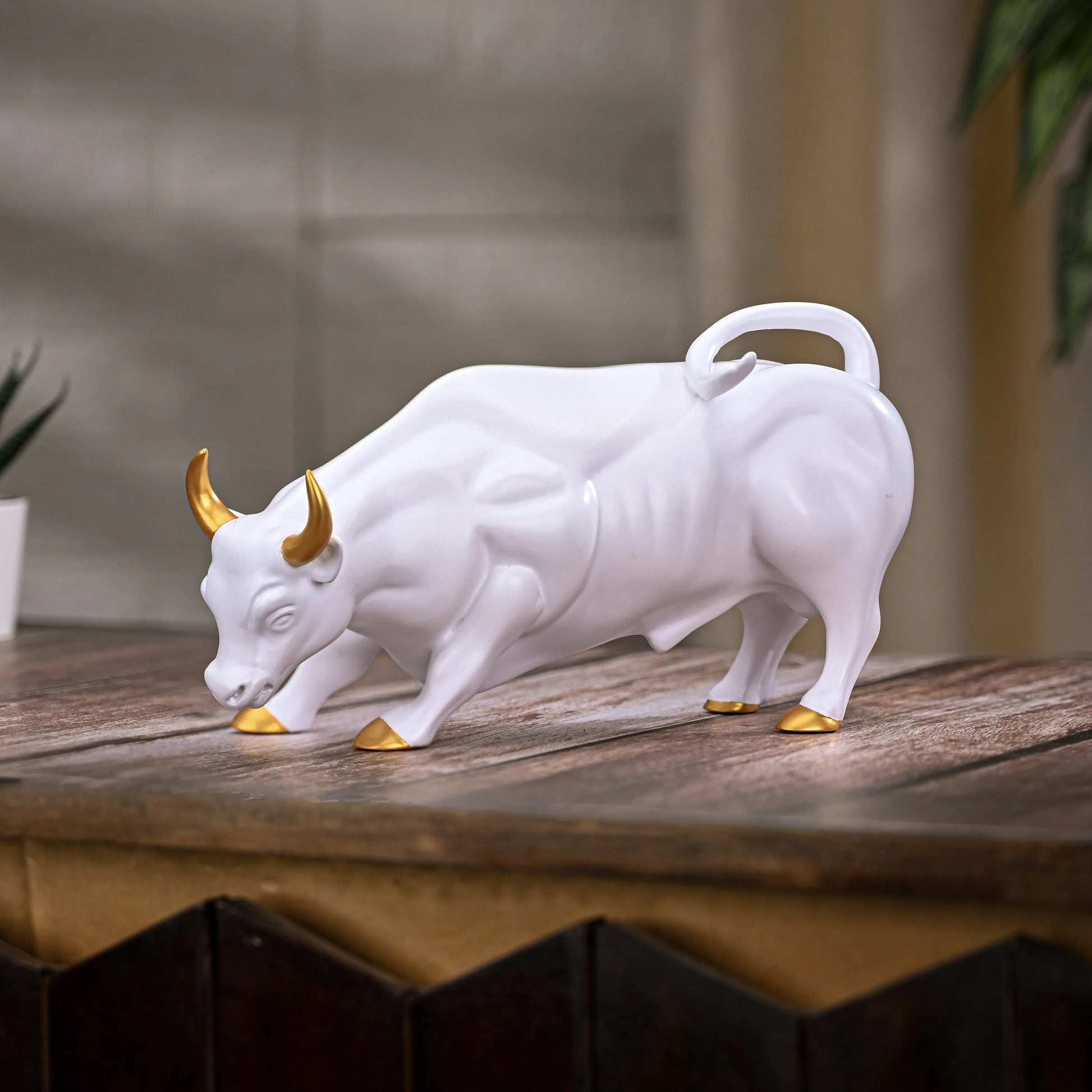 Abstract Art Charging Bull Figurine Small theartarium