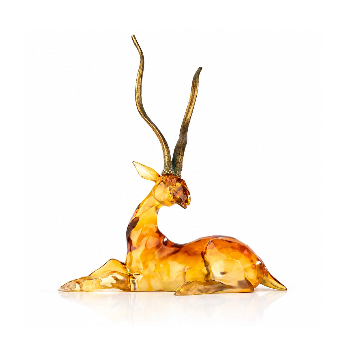 African Gazelle with Golden Antlers Sculpture 