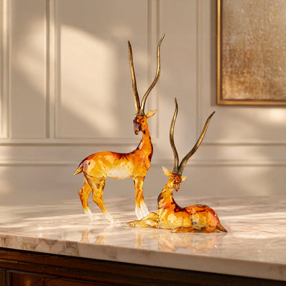 African Gazelle with Golden Antlers Sculpture 