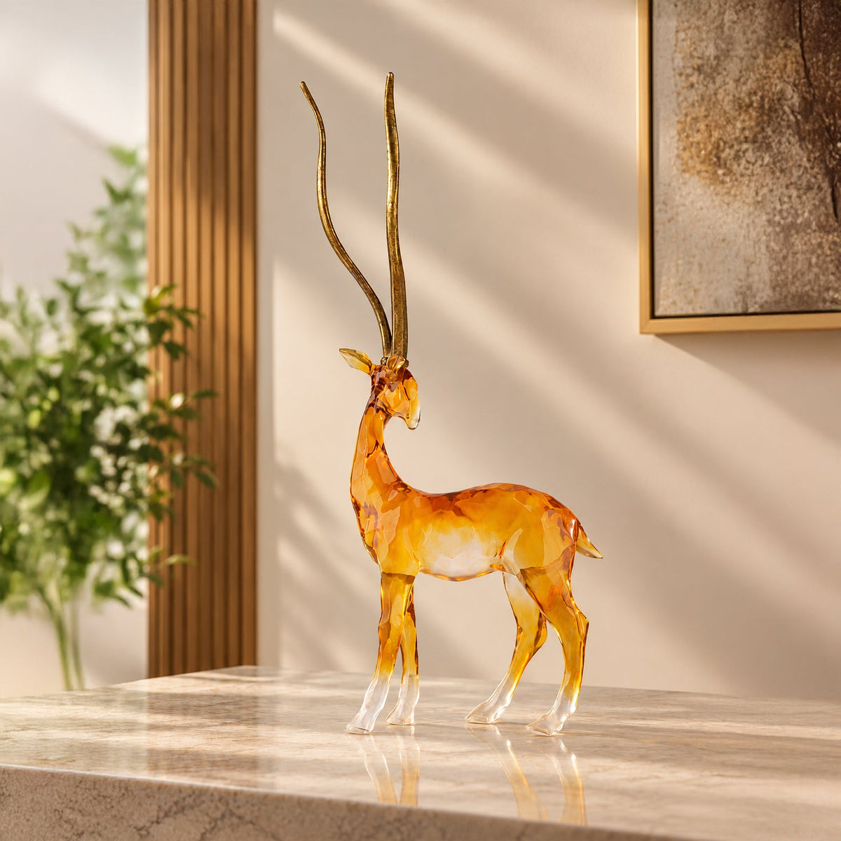 African Gazelle with Golden Antlers Sculpture 