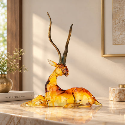 African Gazelle with Golden Antlers Sculpture 