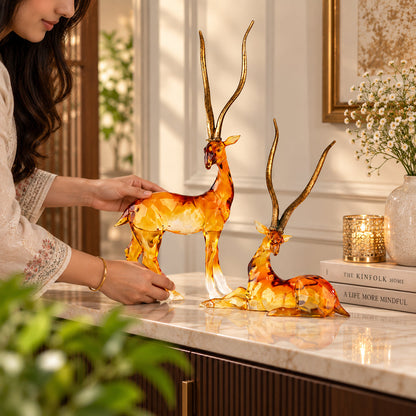 African Gazelle with Golden Antlers Sculpture 